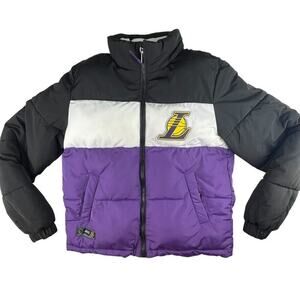 Los Angeles LA Lakers NBA puffer jacket coat kids youth medium fit full zip